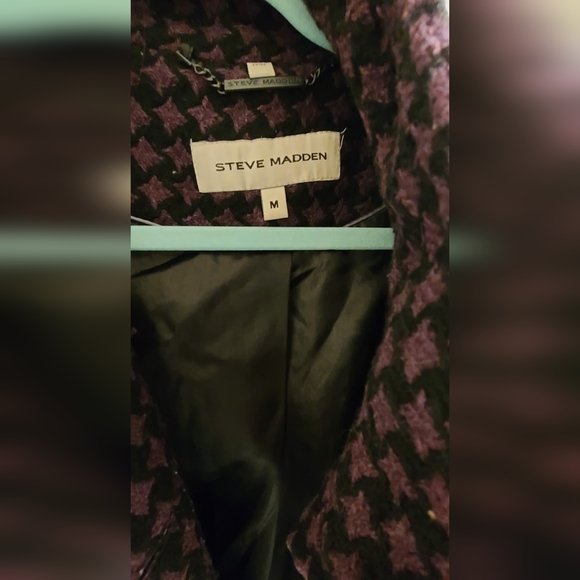 Steve Madden Purple and Black Checkered Coat Jacket Medium - Picture 3 of 6